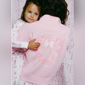 LoveShackFancy x Roller Rabbit Sugarplum Lattice Half-zip Sweatshirt